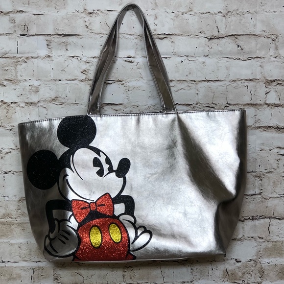 Disney Handbags - Disney Mickey Mouse Metallic Silver Tote Bag
